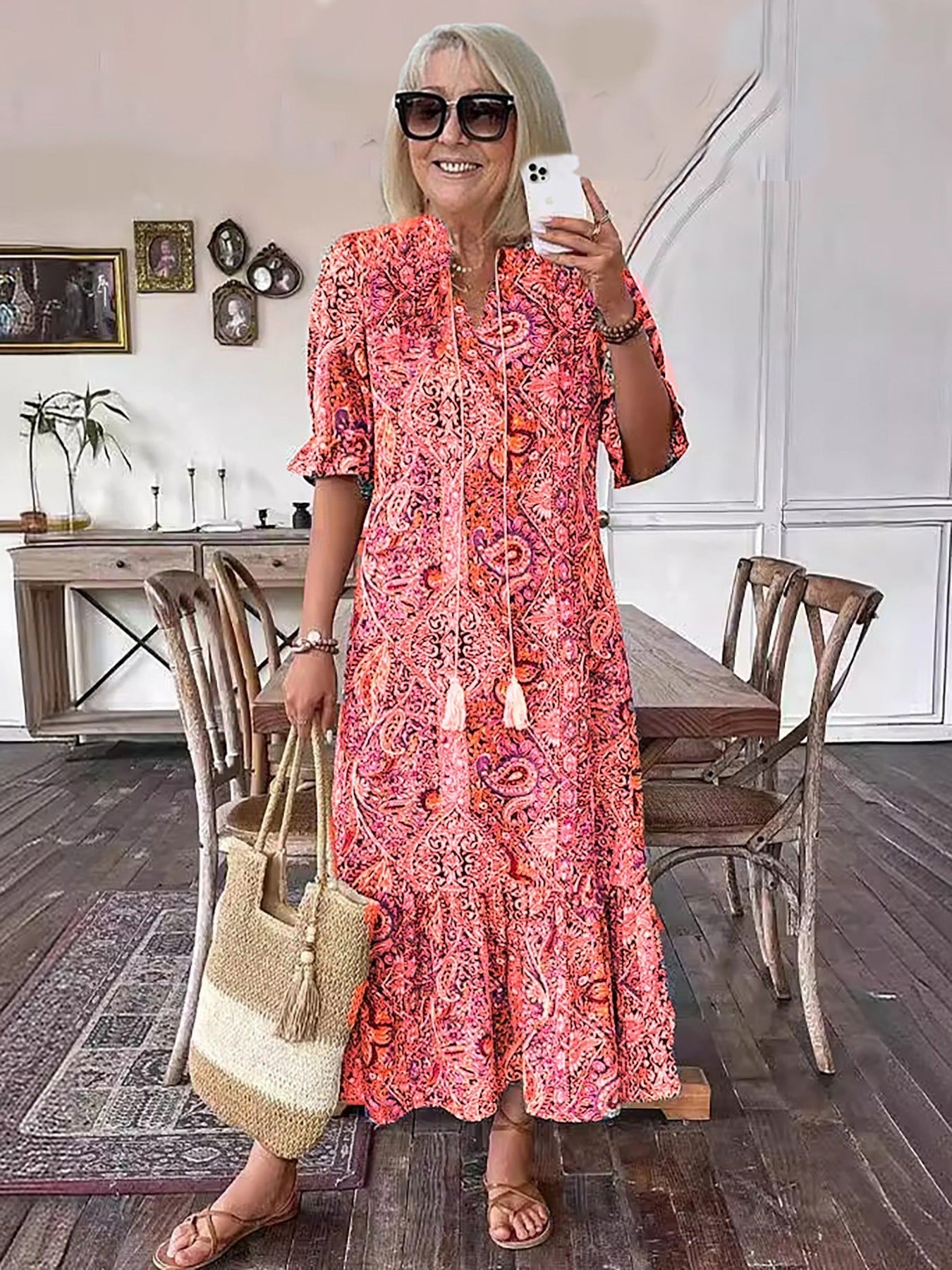 Aria | Bohème Mi-Longue Lacé Robe