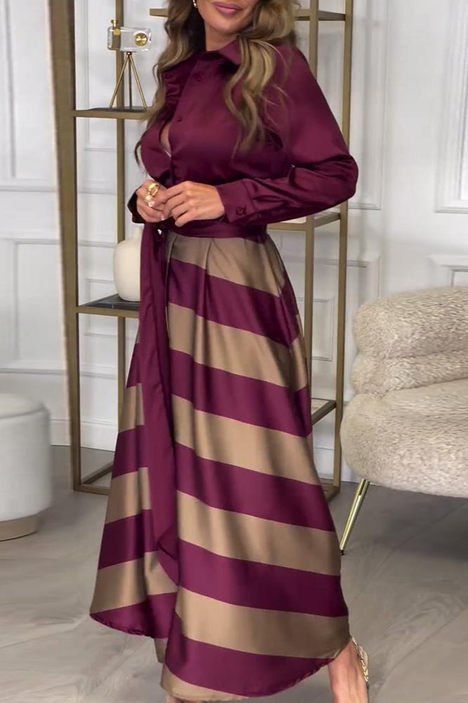 Camila | Long Rayé Robe Longue