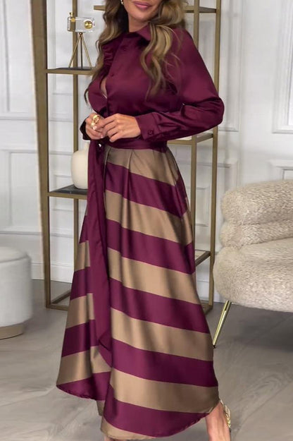 Camila | Long Rayé Robe Longue