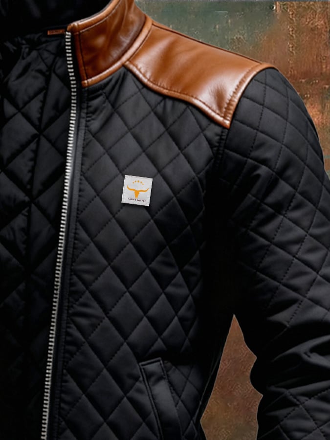 Valentin | Parka Matelassée à Épaules Cuir