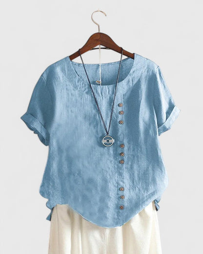Noelle | Manches Courtes Button Blouse
