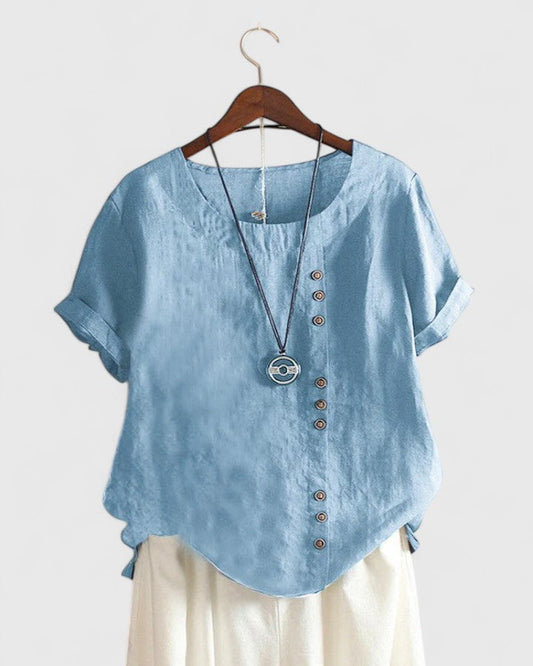 Noelle | Manches Courtes Button Blouse