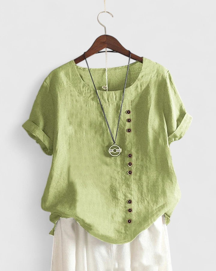 Noelle | Manches Courtes Button Blouse