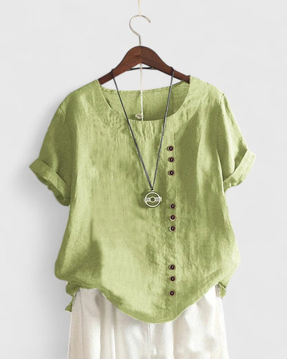 Noelle | Manches Courtes Button Blouse