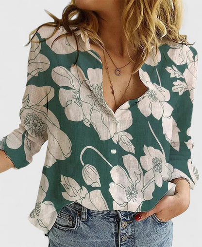 Aria | Coton-Lin Button Blouse