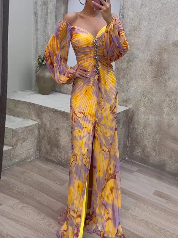 Seraphina | Long Plissé Evening Robe