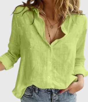 Aria | Coton-Lin Button Blouse