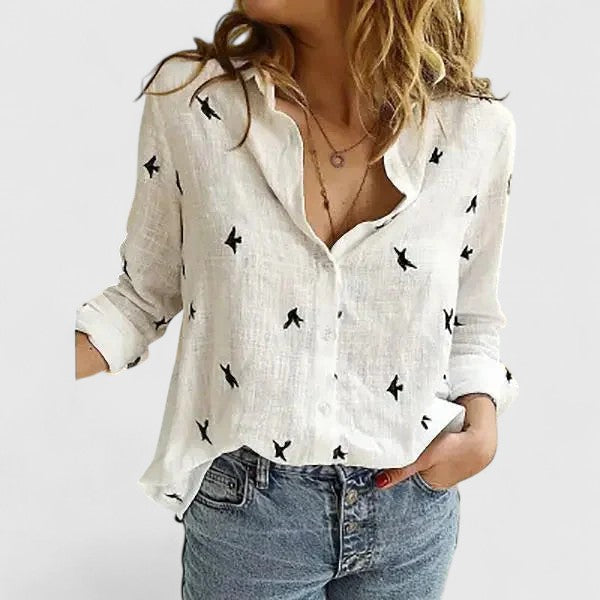 Aria | Coton-Lin Button Blouse