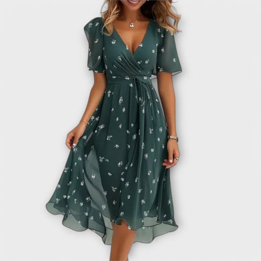 Sophia | Col en V Robe Mi-Longue
