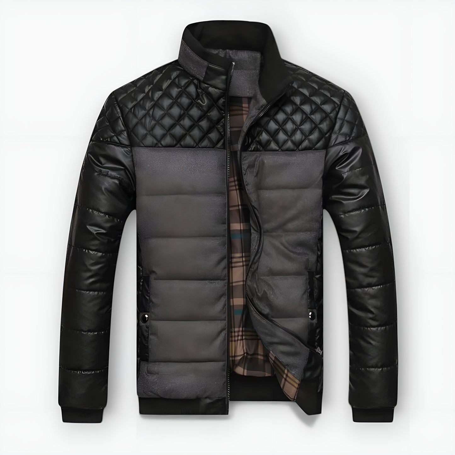 Hadrien | Blouson Cuir et Tissu Matelassé