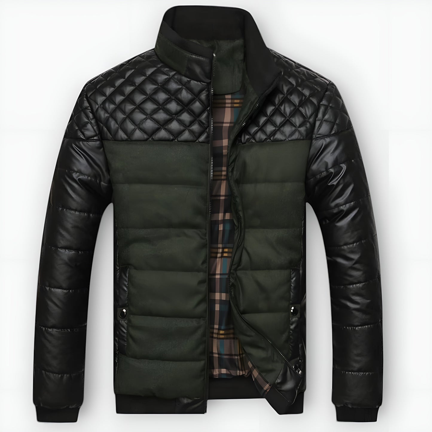 Hadrien | Blouson Cuir et Tissu Matelassé