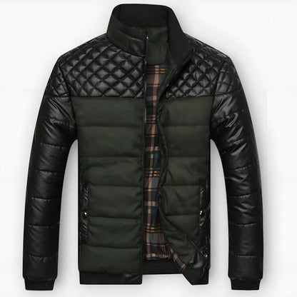 Hadrien | Blouson Cuir et Tissu Matelassé