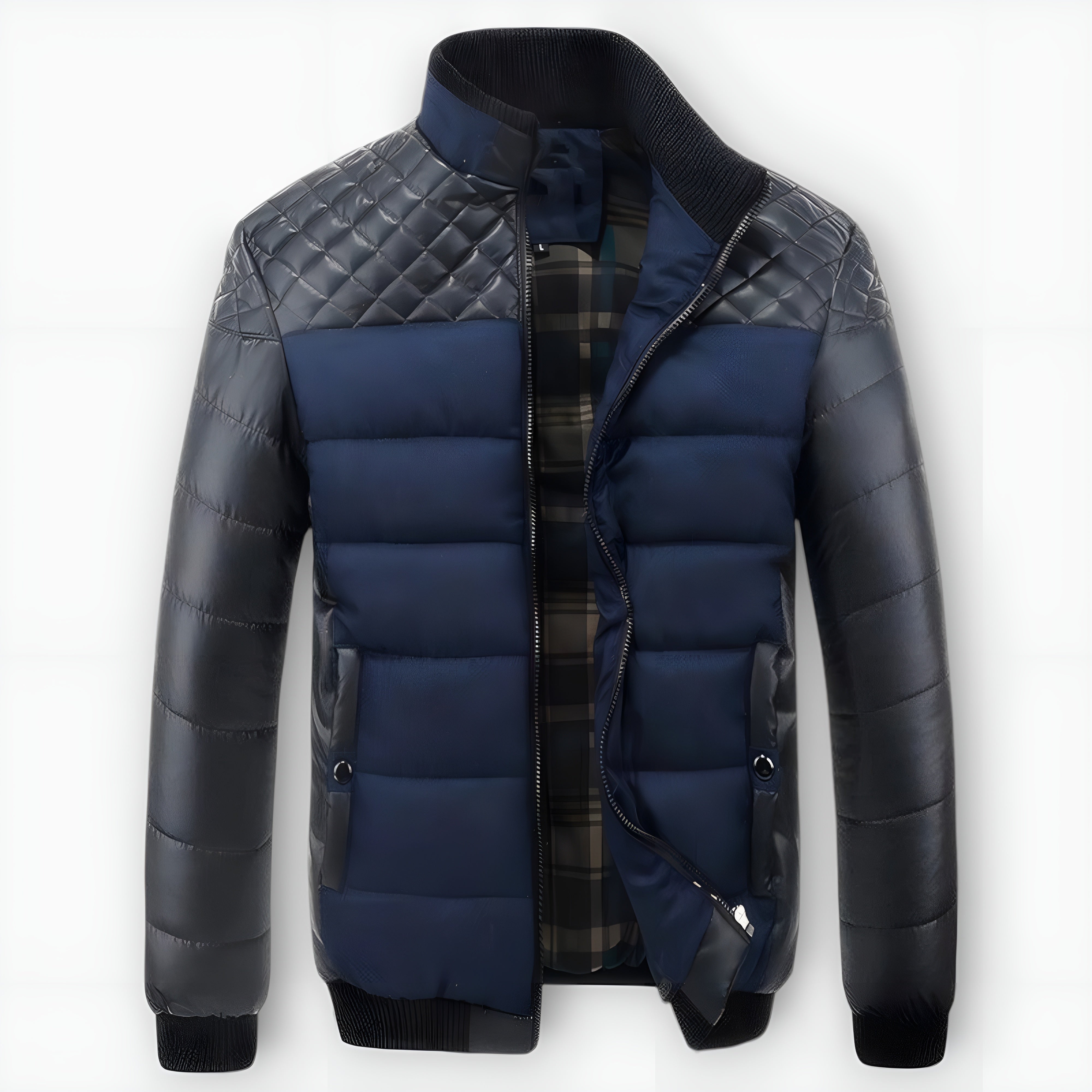 Hadrien | Blouson Cuir et Tissu Matelassé
