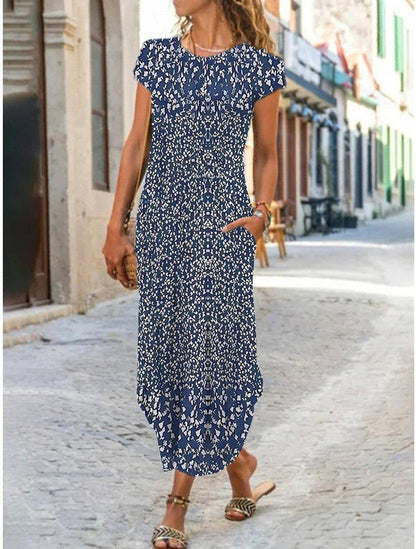 Isla | Bleu Jardin Print Robe Longue