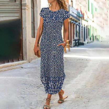 Isla | Bleu Jardin Print Robe Longue