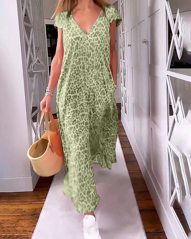 Maya | Col en V Imprimé Robe Longue