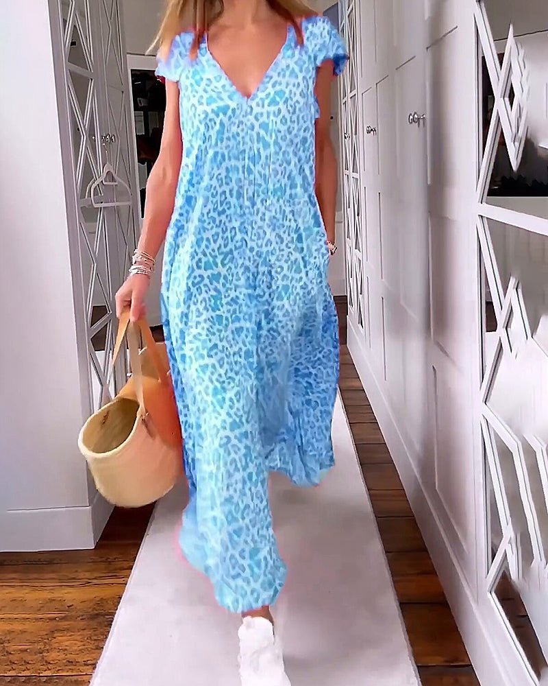 Maya | Col en V Imprimé Robe Longue