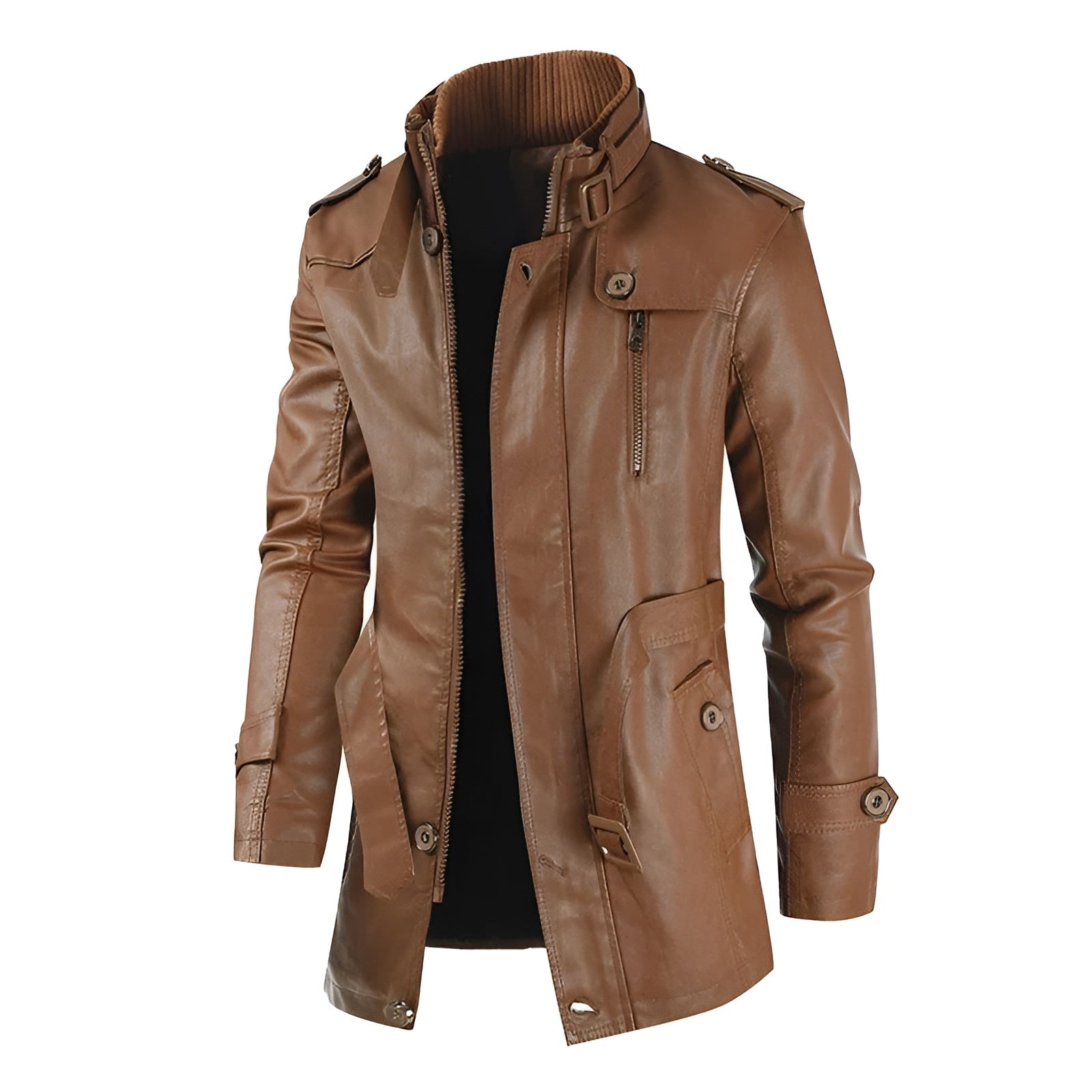 Romain | Manteau Long en Cuir Élégant