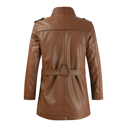 Romain | Manteau Long en Cuir Élégant