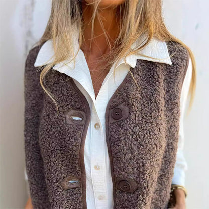 Chloé | Gilet Court Boutonné en Peluche