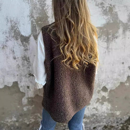 Chloé | Gilet Court Boutonné en Peluche