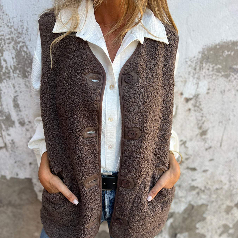Chloé | Gilet Court Boutonné en Peluche