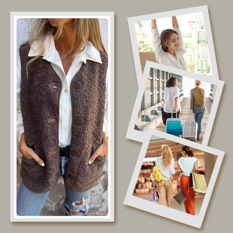 Chloé | Gilet Court Boutonné en Peluche