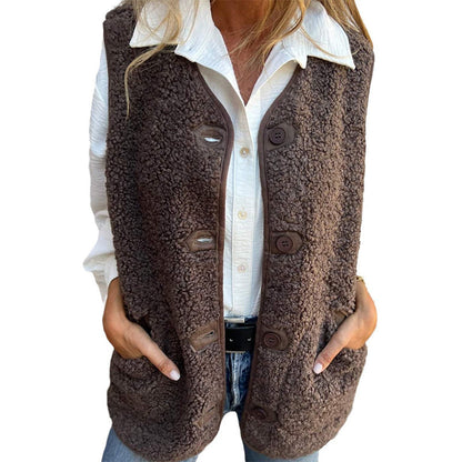 Chloé | Gilet Court Boutonné en Peluche