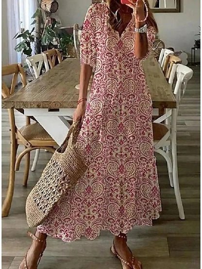 Isabella | Geometric Print Bohème Robe