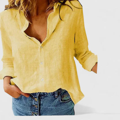 Aria | Coton-Lin Button Blouse